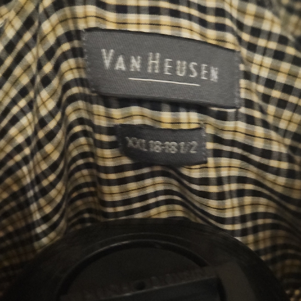 3/$35 Van Heusen Men's Plaid Shirt - Black and Cream - Picture 6 of 11